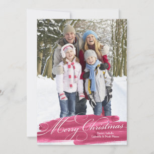 Watercolor Brush Stroke   Red Holiday Card