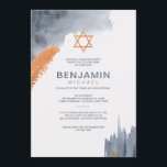 Watercolor Brush Strokes Bar Mitzvah Invitation<br><div class="desc">A trendy invitation for a Bar Mitzvah with watercolor brush strokes and a Star of David. (Wedding vector created by photographeeasia - www.freepik.com). The card is easy to customise with your wording, font, font colour, paper shape options and choice of six paper types.Not exactly what you're looking for? All our...</div>
