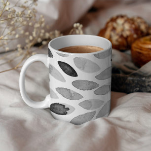 Watercolor brush strokes – black and white coffee mug