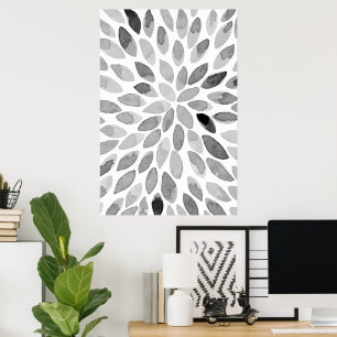 Watercolor brush strokes -black and white poster