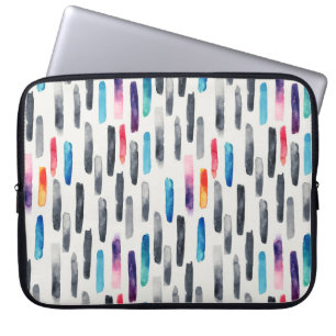 Watercolor brush strokes, colourful seamless patte laptop sleeve