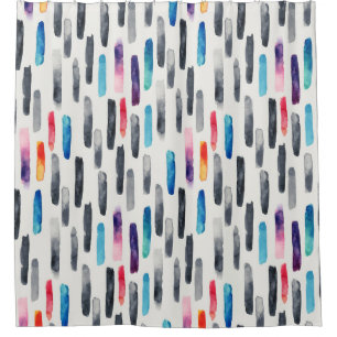 Watercolor brush strokes, colourful seamless patte shower curtain