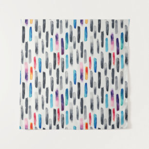 Watercolor brush strokes, colourful seamless patte tapestry