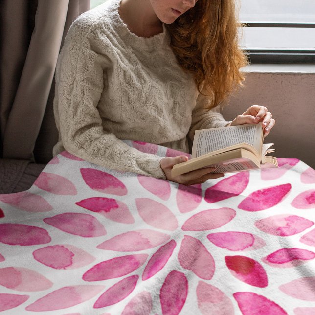 Watercolor brush strokes – pink palette fleece blanket (Creator Uploaded)