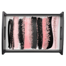 Watercolor Brush Strokes Rose Gold Faux Glitter