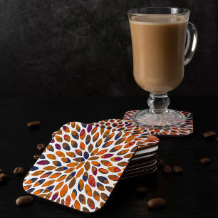 Watercolor brush strokes – rusty effect square paper coaster