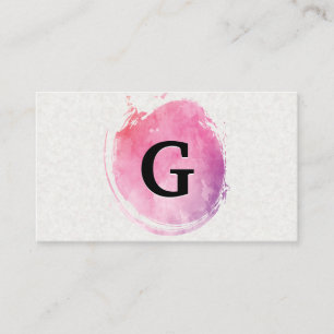 Watercolor Brushed   Large Monogram Business Card