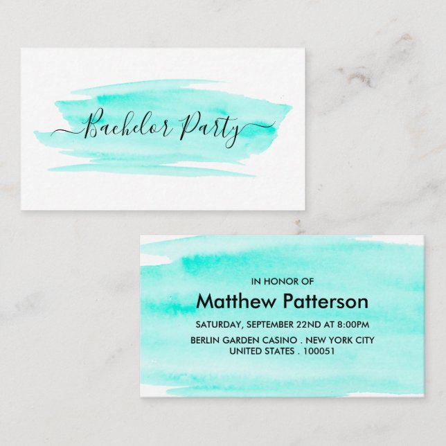 Watercolor Brushstroke Bachelor Party Ticket (Front/Back)