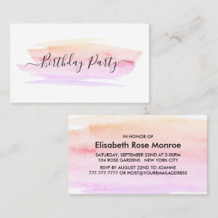 Watercolor Brushstroke Birthday Party Ticket