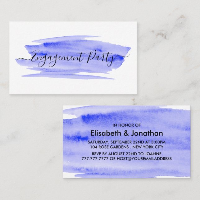 Watercolor Brushstroke Engagement Party Ticket (Front/Back)