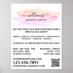 Watercolor Brushstroke, Make-up Artist Advertising Poster