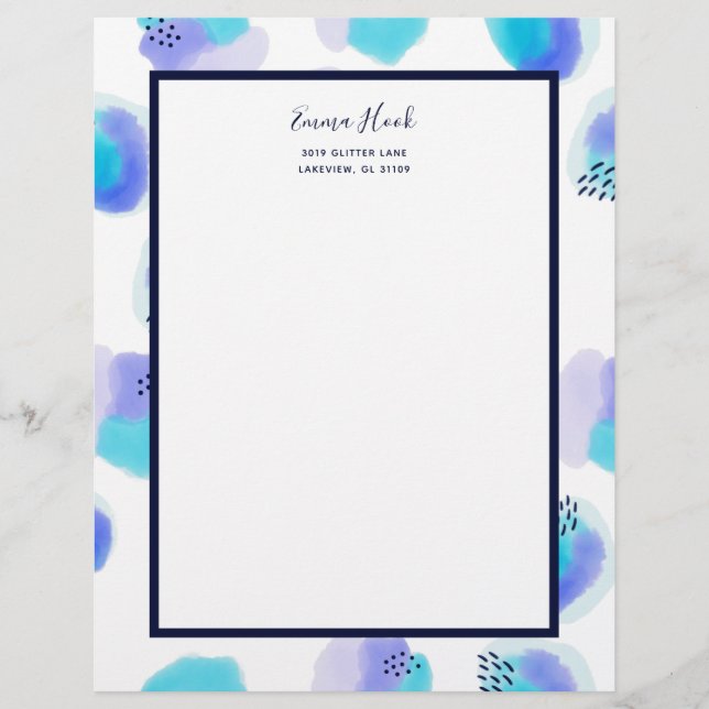 Watercolor Brushstrokes Custom Letterhead (Front)