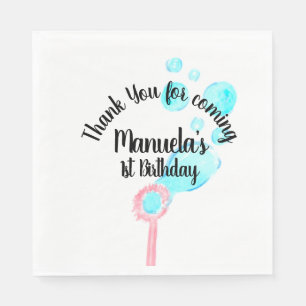 Watercolor Bubble Wand Pop Pop Pop Birthday    Napkin