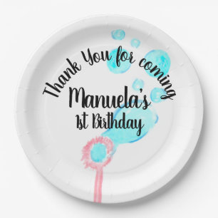 Watercolor Bubble Wand Pop Pop Pop Birthday    Paper Plate