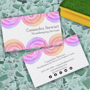 Watercolor Bubbles Housekeeping Cleaning Homes Business Card
