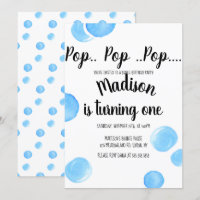 Watercolor Bubbles Pop Pop Pop Birthday