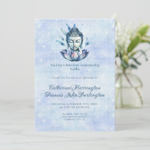 Watercolor Buddha Head  Buddhism Wedding Ceremony  Invitation