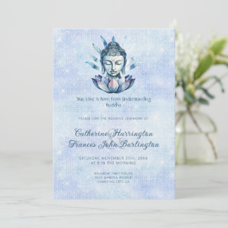Watercolor Buddha Head Buddhism Wedding Ceremony Invitation