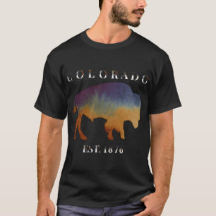 Watercolor Buffalo Bison Colorado 1876 T-Shirt