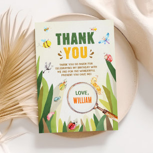 Watercolor Bug Insect Boy Birthday Thank You Card