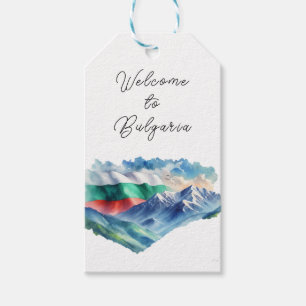 Watercolor Bulgarian Flag Mountains Welcome Gift Tags