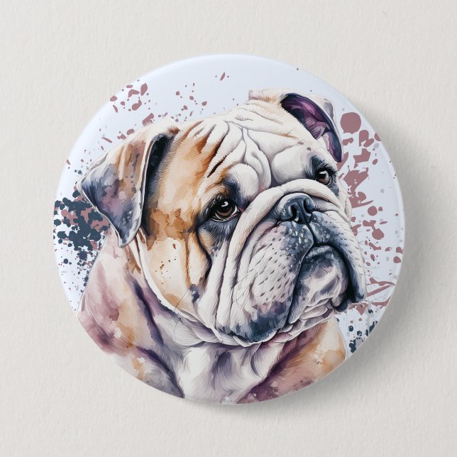 Watercolor Bulldog 7.5 Cm Round Badge (Front)