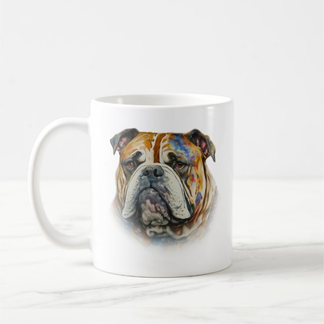 Watercolor Bulldog  Coffee Mug (Left)