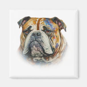 Watercolor Bulldog Magnet