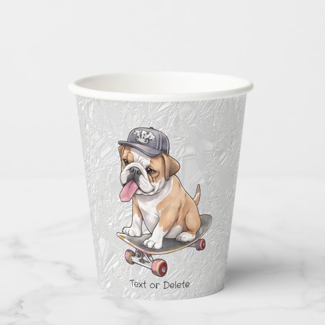Watercolor Bulldog Paper Cups (Front)