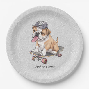 Watercolor Bulldog Paper Plate