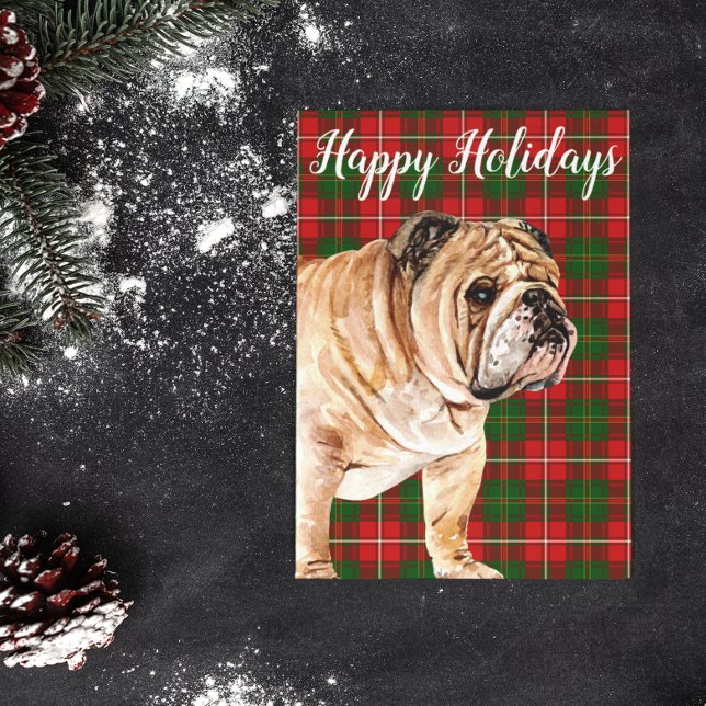 Watercolor Bulldog Personalised Custom Holiday Postcard (Creator Uploaded)