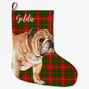 Watercolor Bulldog Personalised Large Christmas Stocking