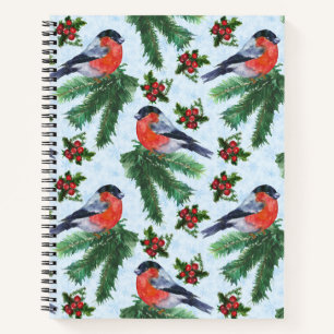 watercolor bullfinch notebook