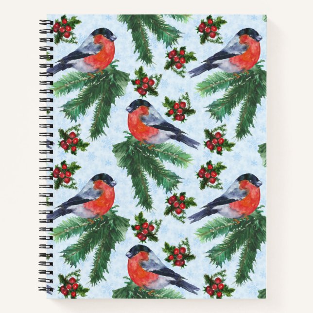 watercolor bullfinch notebook (Front)