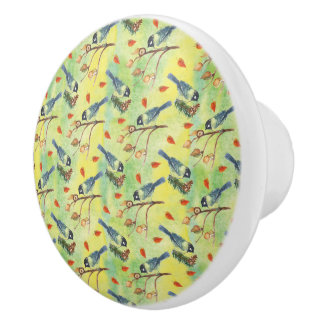 Watercolor Bullfinch,Watercolor Birds Ceramic Knob
