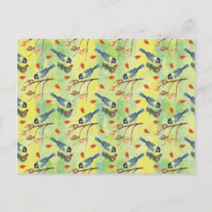 Watercolor Bullfinch,Watercolor Birds Postcard