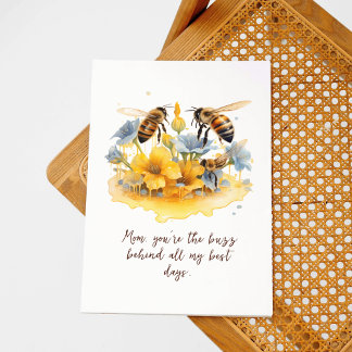 Watercolor Bumble Bee Garden Mothers Day Card
