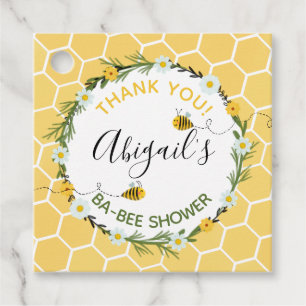 Watercolor Bumblebees Honeycomb Ba-Bee Baby Shower Favour Tags