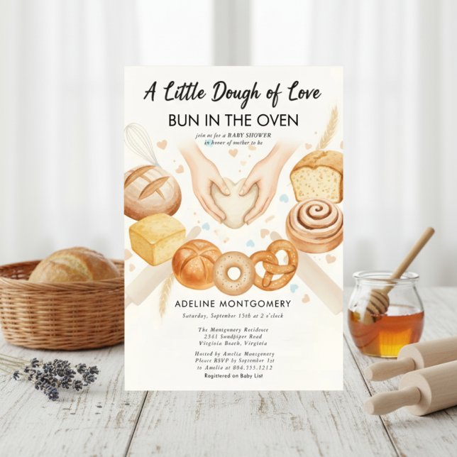 watercolor Bun in the Oven Bakery Baby Shower Invitation (Creator Uploaded)