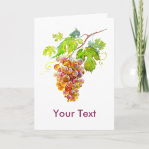 Watercolor bunch of grapes. Art Card