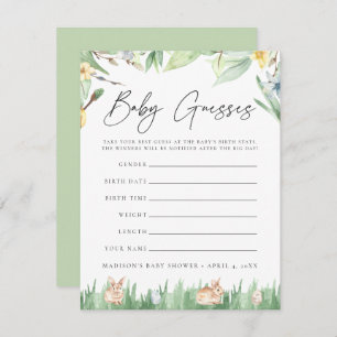 Watercolor Bunnies Baby Shower Guessing Game