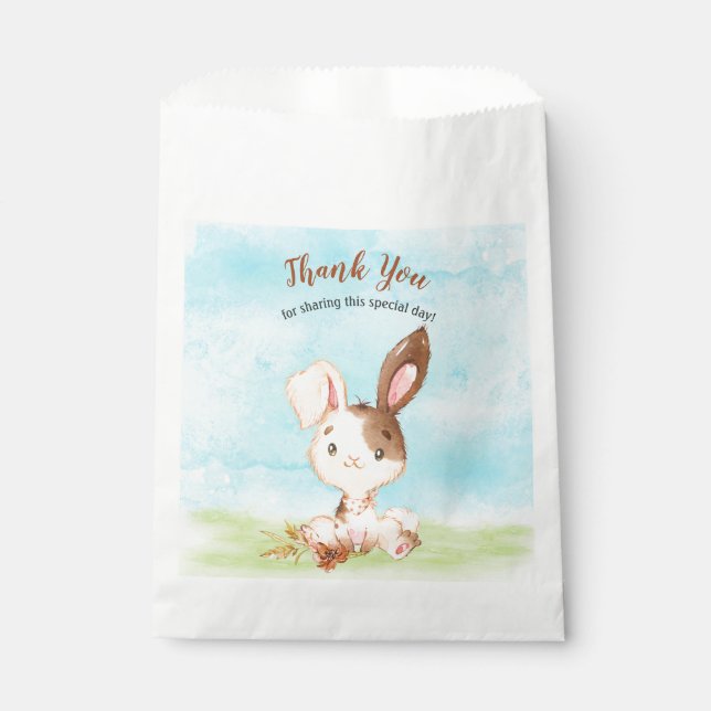 Watercolor Bunny Baby Shower Farm Thank You Favour Bags (Front)