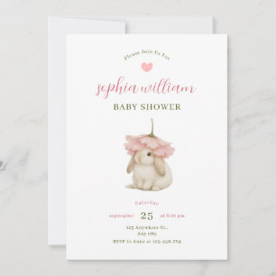 Watercolor Bunny Baby Shower Invitation