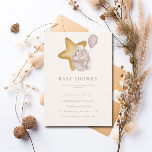 Watercolor Bunny Baby Shower Invitation