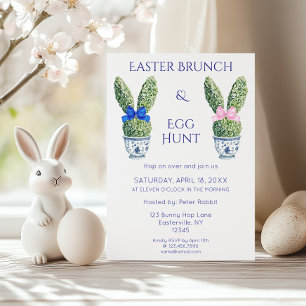 Watercolor Bunny Easter Brunch and Egg Hunt Invitation