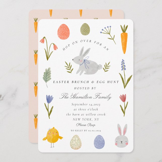 Watercolor Bunny Easter Brunch & Egg Hunt  Invitation (Creator Uploaded)