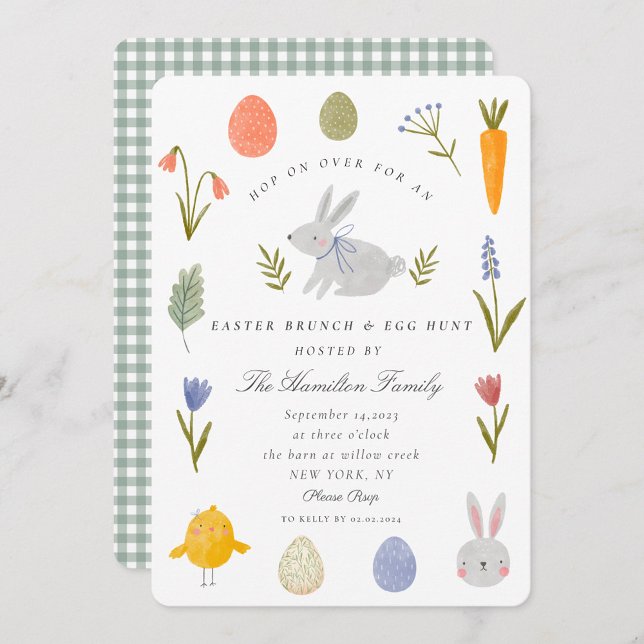Watercolor Bunny Easter Brunch & Egg Hunt  Invitation (Creator Uploaded)