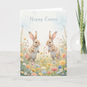 Watercolor Bunny Easter Cute and Whimsical Holiday Card