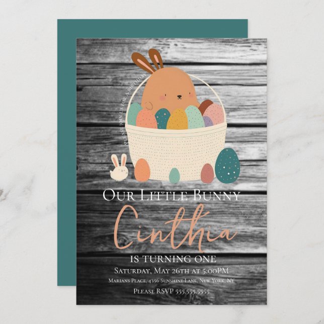 Watercolor Bunny Easter Pastel Egg Birthday Party  Invitation (Front/Back)