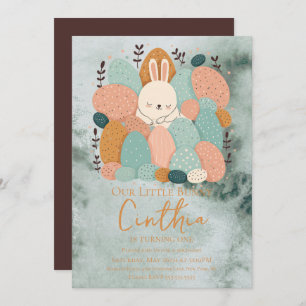 Watercolor Bunny Easter Pastel Green Birthday Invi Invitation